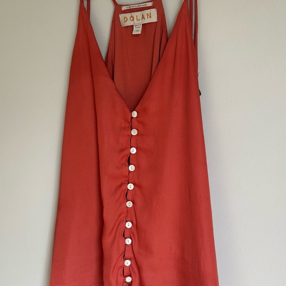 DOLAN Anthropologie Womens Top Blouse Tassle Tie Straps Button Up Lined Rust XXS - Picture 2 of 8